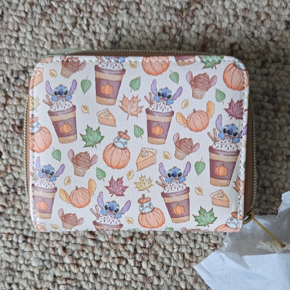 Stitch Pumpkin Spice Printed Zip Wallet - Cute Fall Crossbody